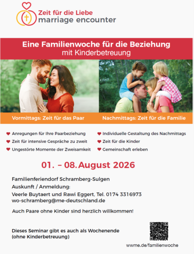 Es ist die Einladung zu einem Familienwochenende von Marriage encounter zu sehen (c) Marriage Encounter Es ist die Einladung zu einem Familienwochenende von Marriage encounter zu sehen